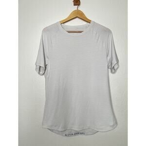 Lululemon Men's White Striped Short Sleeve T-Shirt Size Small